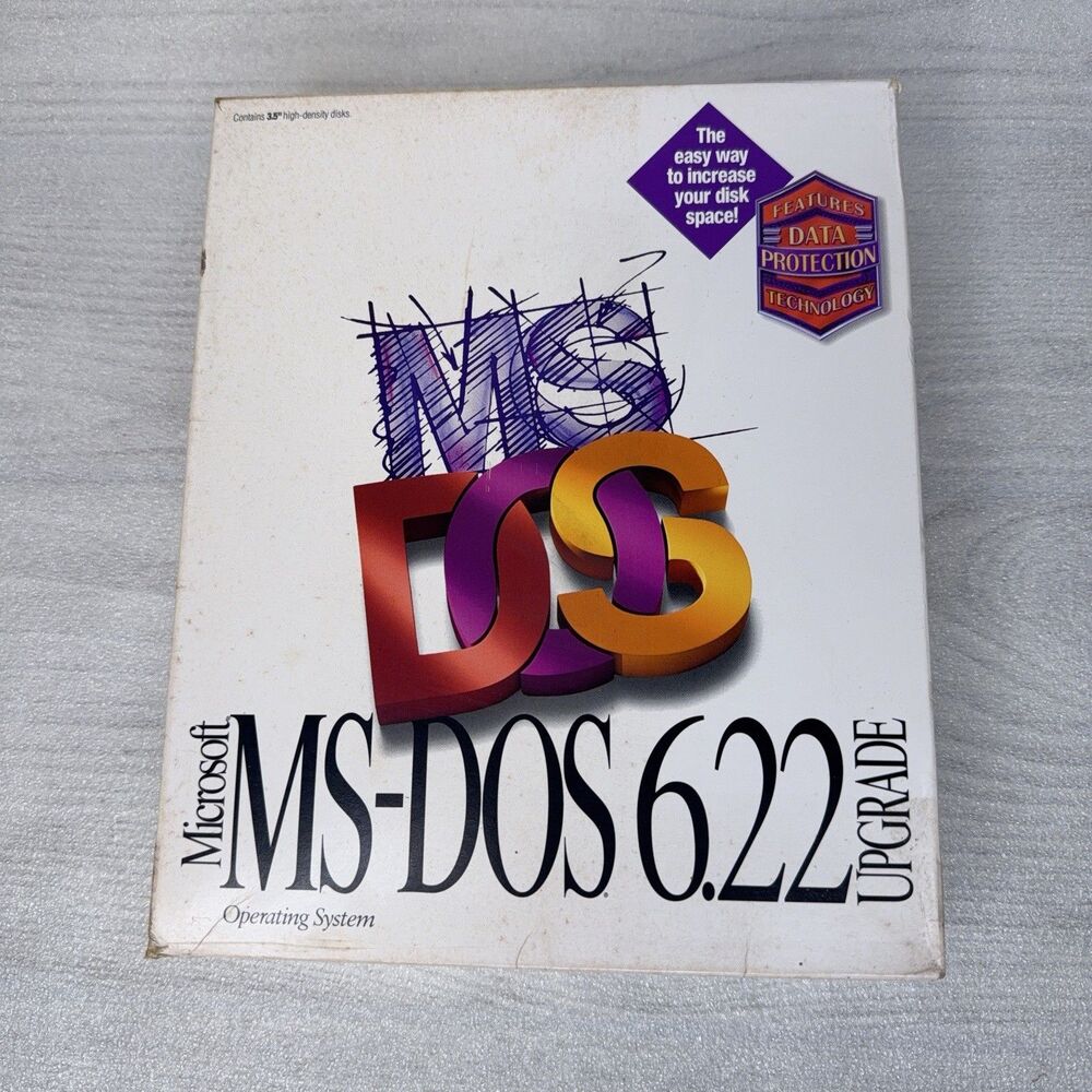 Microsoft MS-DOS 6.22 Operating System Upgrade 3.5" Disks w/ Original Box VTG